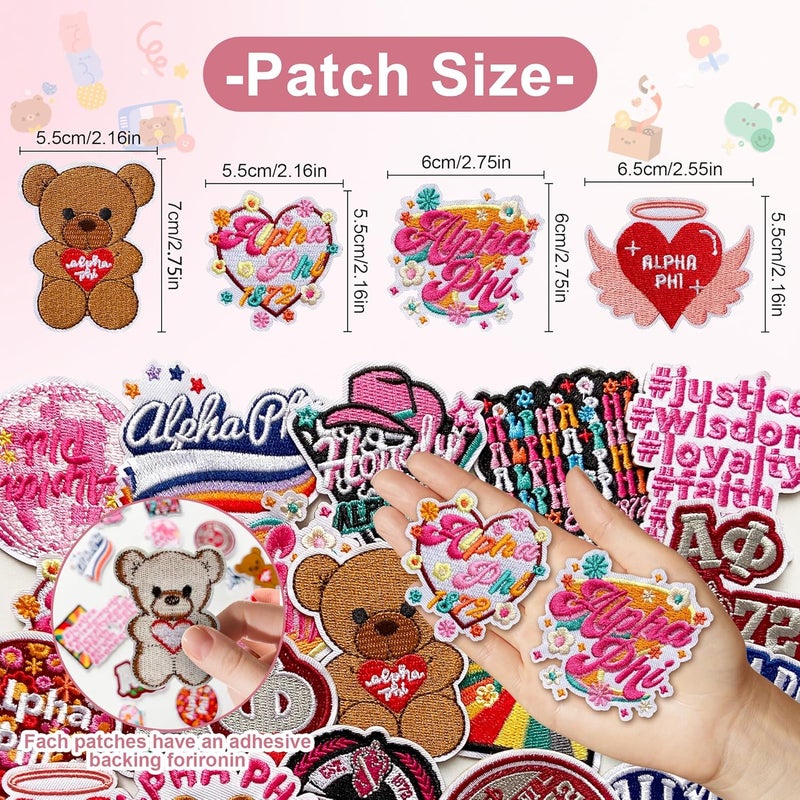 RDJOIMBX 18Pcs Alpha Phi Sorority Iron on Patches, Sisterhood Embroidered Patches for Clothing, Perfect Sorority Gifts and Appliques - Image 2